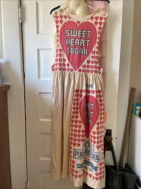 Vintage Cream and Pink Heart Maxi Dress - Sweet Heart Sugar Graphic